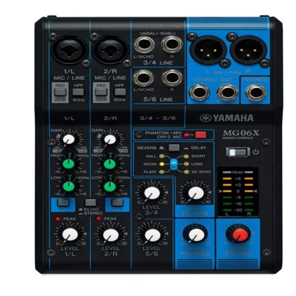 1 Yamaha Mixer Análogo con Efectos Mg06x de 6 Canales