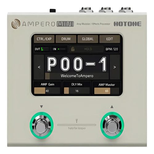 Hotone Pedal Multiefectos Ampero Mini 100 Efectos Digital LED Crema