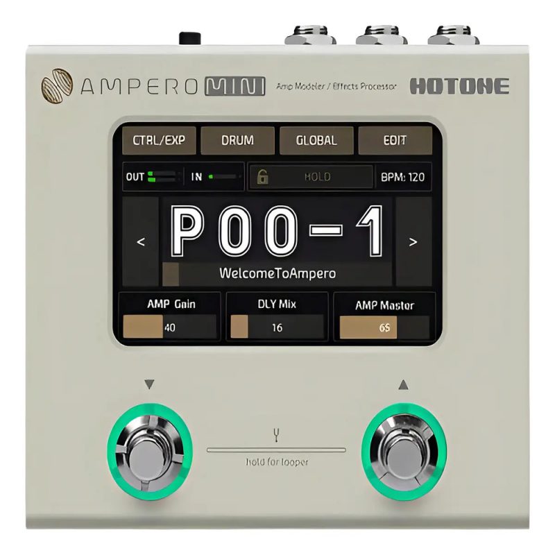 Hotone Pedal Multiefectos Ampero Mini 100 Efectos Digital LED Crema